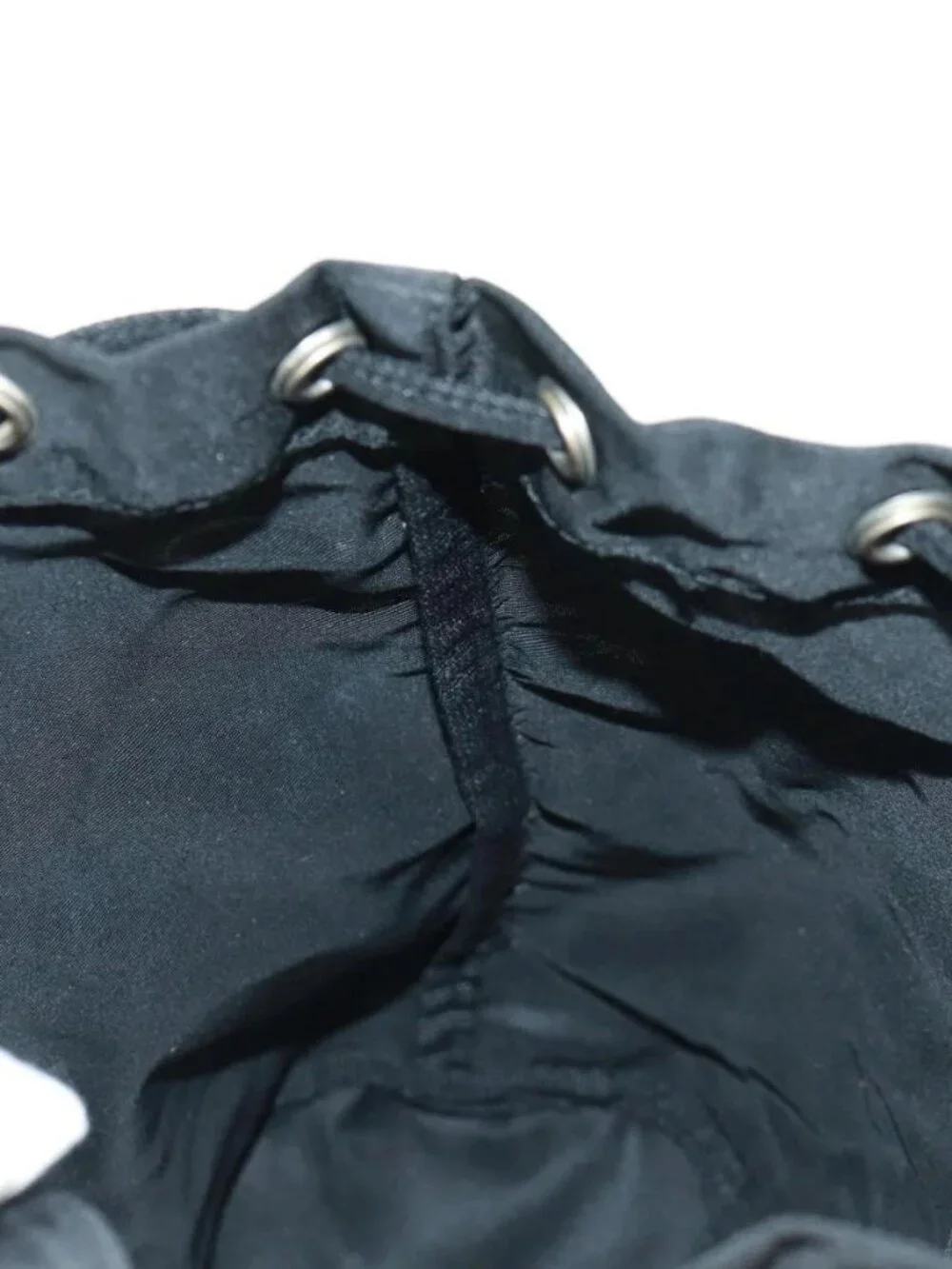 PRADA Drawstring Pouch Nylon Black Silver Auth 168451V
